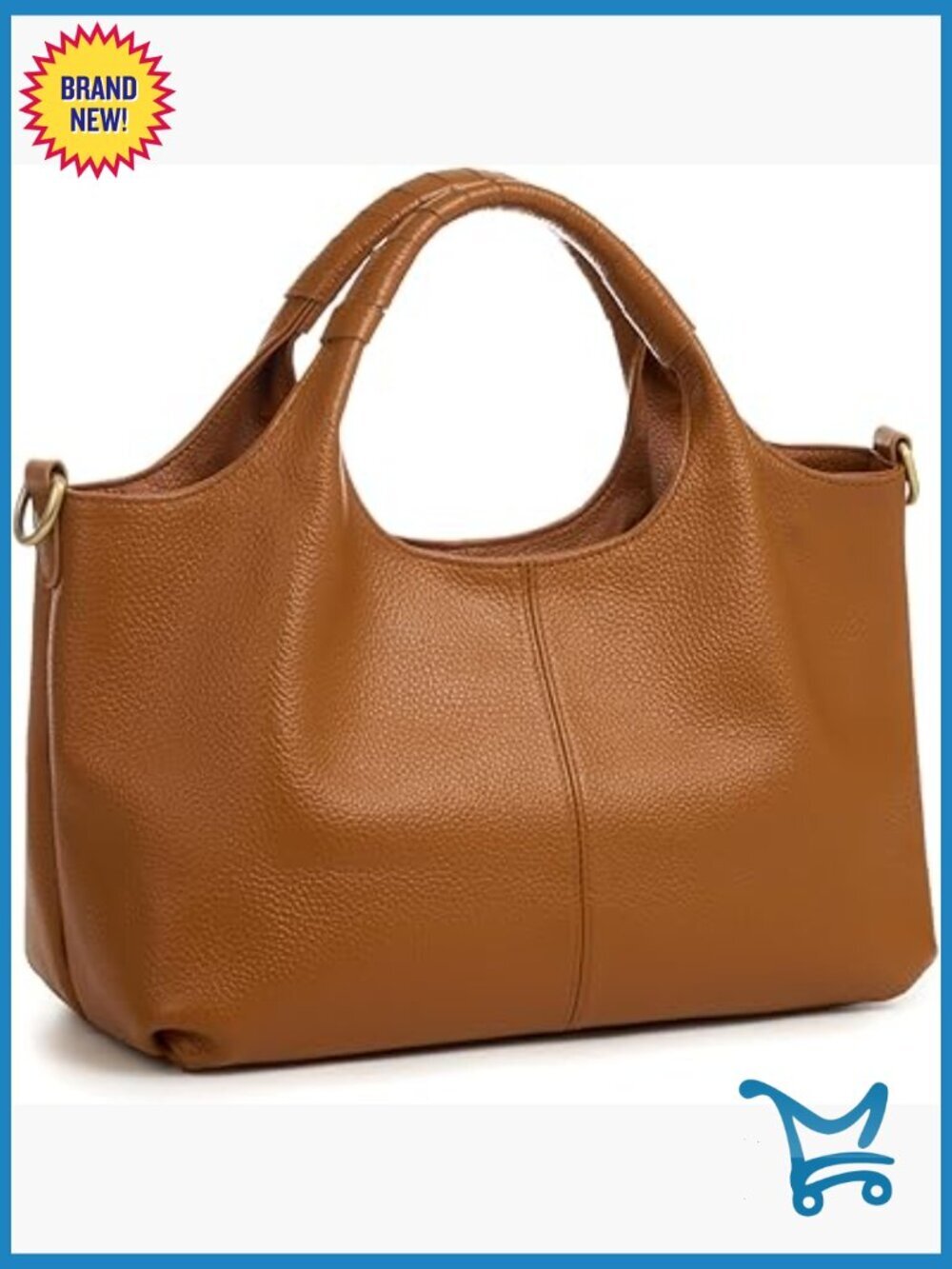 Genuine Leather Satchel Handbag with Detachable Crossbody Strap